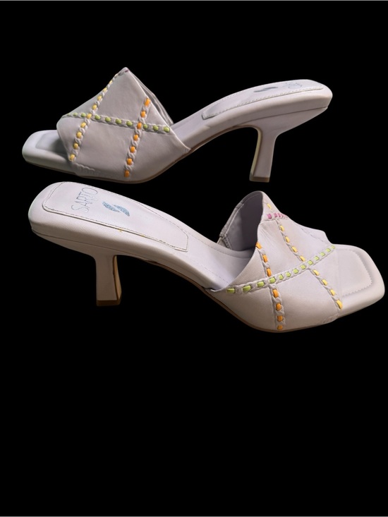 Franco Sarto Shoes - Franco Sarto Cottagecore highly sought Betty Pastel Embroidered Kitten Heel Mule